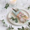 thumbnail image 3 of Cloth Napkins Set of 4 - 20x20 Inches, Happy Easter Washable Reusable Table Napkins, Spring Easter Eggs Bunny Floral Teal Wood Soft & Absortbent Dining Napkin for Party Wedding Hotel Restaurant, 3 of 8