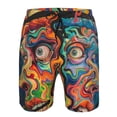 thumbnail image 3 of Cauagu Psychedelic Faces Colorful Print Men's Swim Trunks,Hawaiian Bathing Suit Swimsuits Beach Shorts with Pockets for Men Quick Dry Swimming Board Shorts-Small, 3 of 6