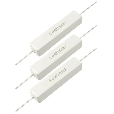 - 10W 25 Ohm Power Resistor Ceramic Cement Resistor Axial 3 Pcs White
