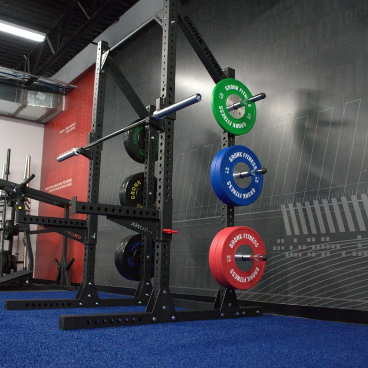 Gronk Fitness Commercial Half Rack Power Rack | Supports Up To 1000 lbs | Includes J-Hooks and Spotter Arms | Perfect for Squat, Bench, Deadlift, and More | Extended Base for Stability