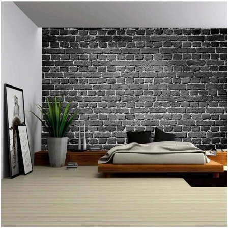 old dark brick wall, texture background removable wall mural self-adhesive large wallpaper - 66x96 inches