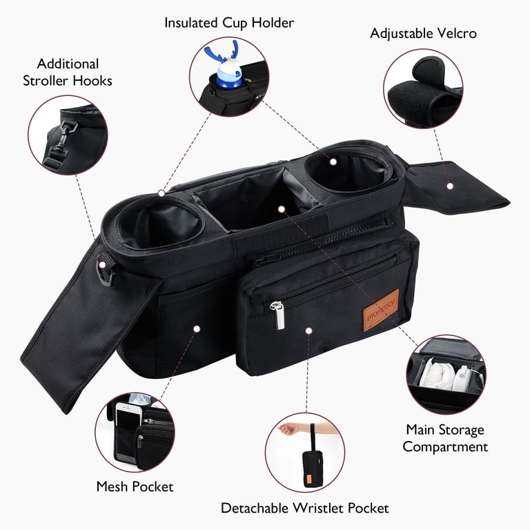 Momcozy Stroller Organizer with Insulated Cup Holders Large