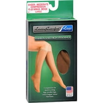 Loving Comfort Fashion Knee-High Moderate Compression Stockings, Medium, Sheer Beige