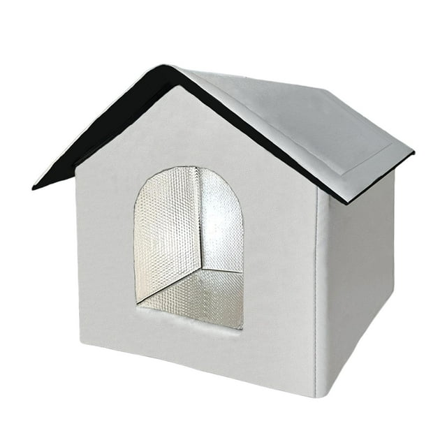 S SERENABLE Maison pour Chat Extérieure Abri Isolé Résistant aux Intempéries Maison de Jeu Pliable pour Toutes Saisons Lit pour Chat Grotte Gris P