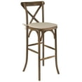 thumbnail image 3 of Emma + Oliver Dark Antique Wood Cross Back Barstool with Cushion, 3 of 7