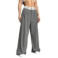 thumbnail image 3 of Women'S Wide Leg Pants Casual High Waisted Trousers Long Straight Suit Pant Gray XS, 3 of 9