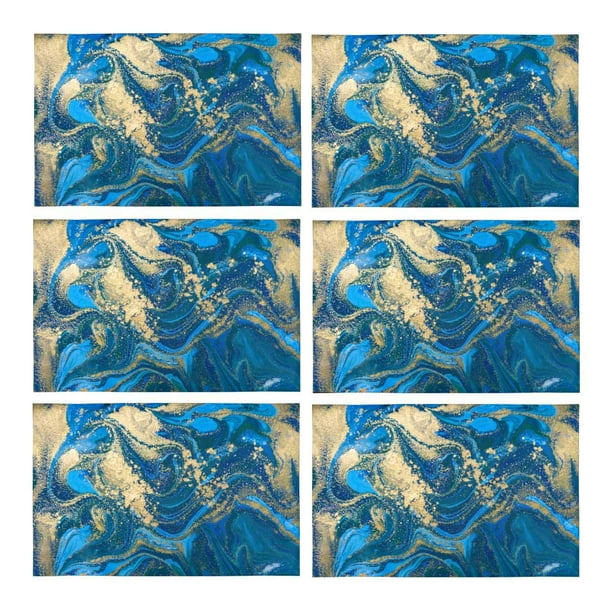 MKHERT Abstract Blue and Gold Liquid Marble Stone ...