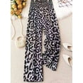 thumbnail image 3 of Women'S Leopard Print Wide Leg Pants Elastic Waist Casual Loose Fit Trousers Fashion Lounge Gray Leopard Print M, 3 of 7