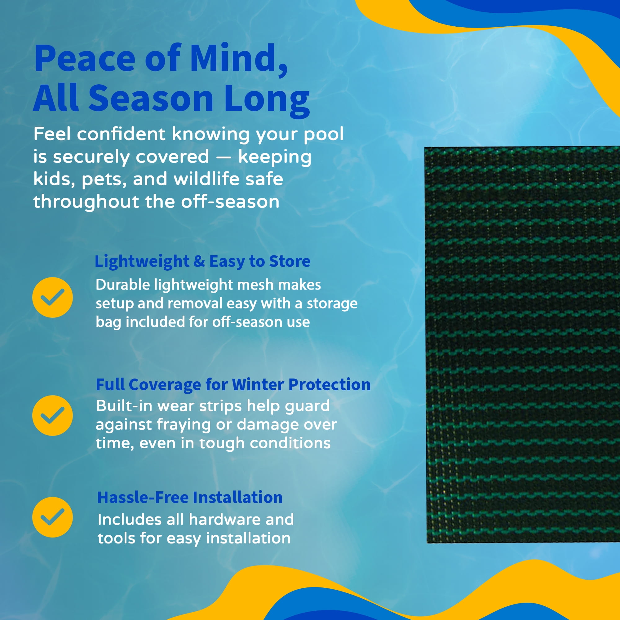 Blue Wave 18' x 36' Rectangular Mesh In-Ground Pool Safety Cover with 4' x 8' Center Step - Green
