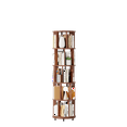 thumbnail image 2 of Solid Wood Round Rotating Bookshelf, 6 Tier, Narrow, On Wheels, Walnut, 2 of 10