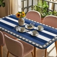 thumbnail image 3 of Navy Blue Anchor Table Cloths for 3 Foot Rectangle Tables, Nautical Summer Beach Coastal Ocean Patio Waterproof Elastic Fitted Tablecloths, Washable Rectangular Table Cover for Camping, 3 of 8