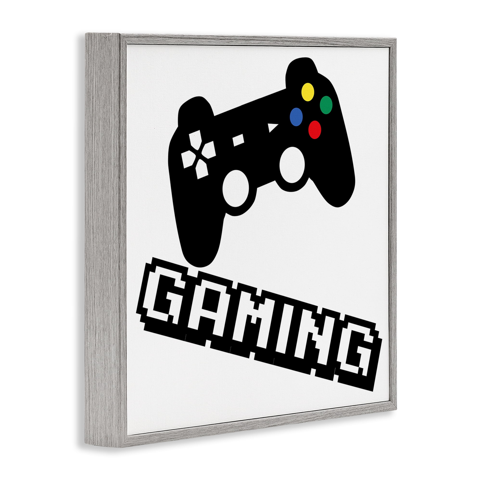 Stupell Industries Playful Pixel Gaming Gray Framed Giclee Art, design by Marcus Prime