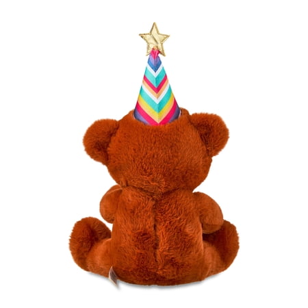 LIGHT-UP SINGING BEAR PLUSH TOY, TAN, 9″, BY WAY TO CELEBRATE