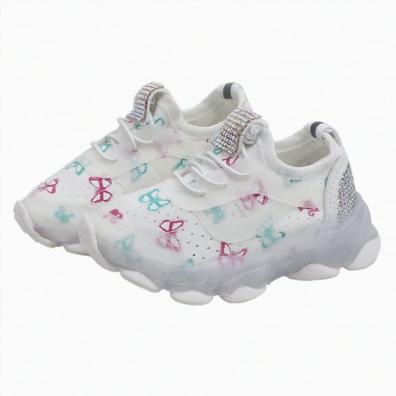 Godom Girls Sneakers Girls Flat Thick Bottom Non Slip Lightweight Mesh Upper Breathable Running Shoe