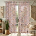 thumbnail image 2 of Vargottam Mandala Pattern Sheer Georgette Curtains for Windows & Small Doors - Set of 2 Panels, 72" Long, Grommet Top, Printed Light Filtering Drapes for Living Room or Study, 2 of 9