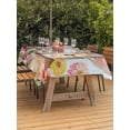 thumbnail image 2 of Outdoor Tablecloth with Umbrella Hole and Zipper, Easter Bunny Rectangle Table Cloth 60x102 Inch Waterproof Tablecloth, Spring Colorful Daisy Flowers Rabbit Wood Plank Picnic Table Cover for Patio, 2 of 7