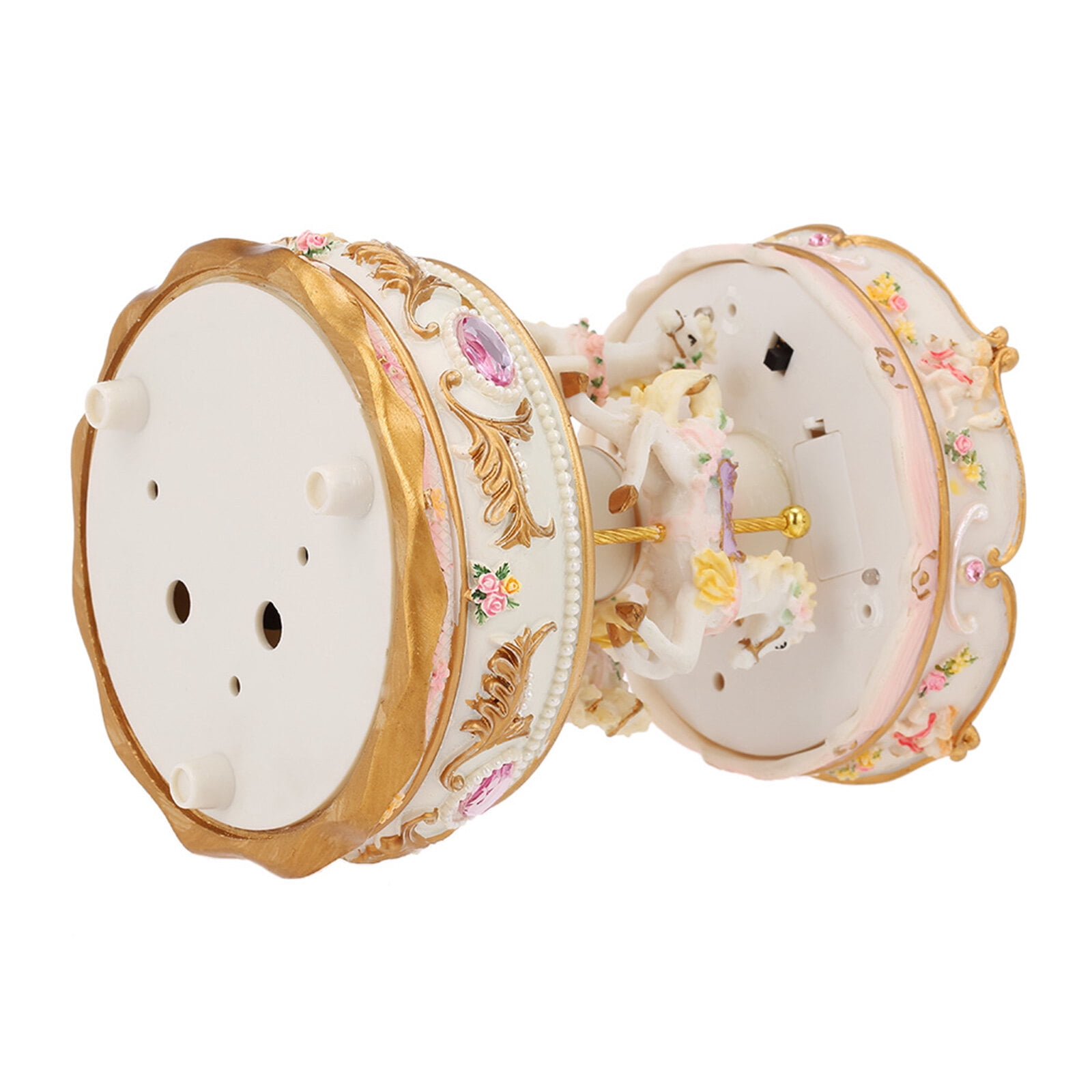 Mini Carousel Clockwork Music Box Colorful LED Merry-go-round