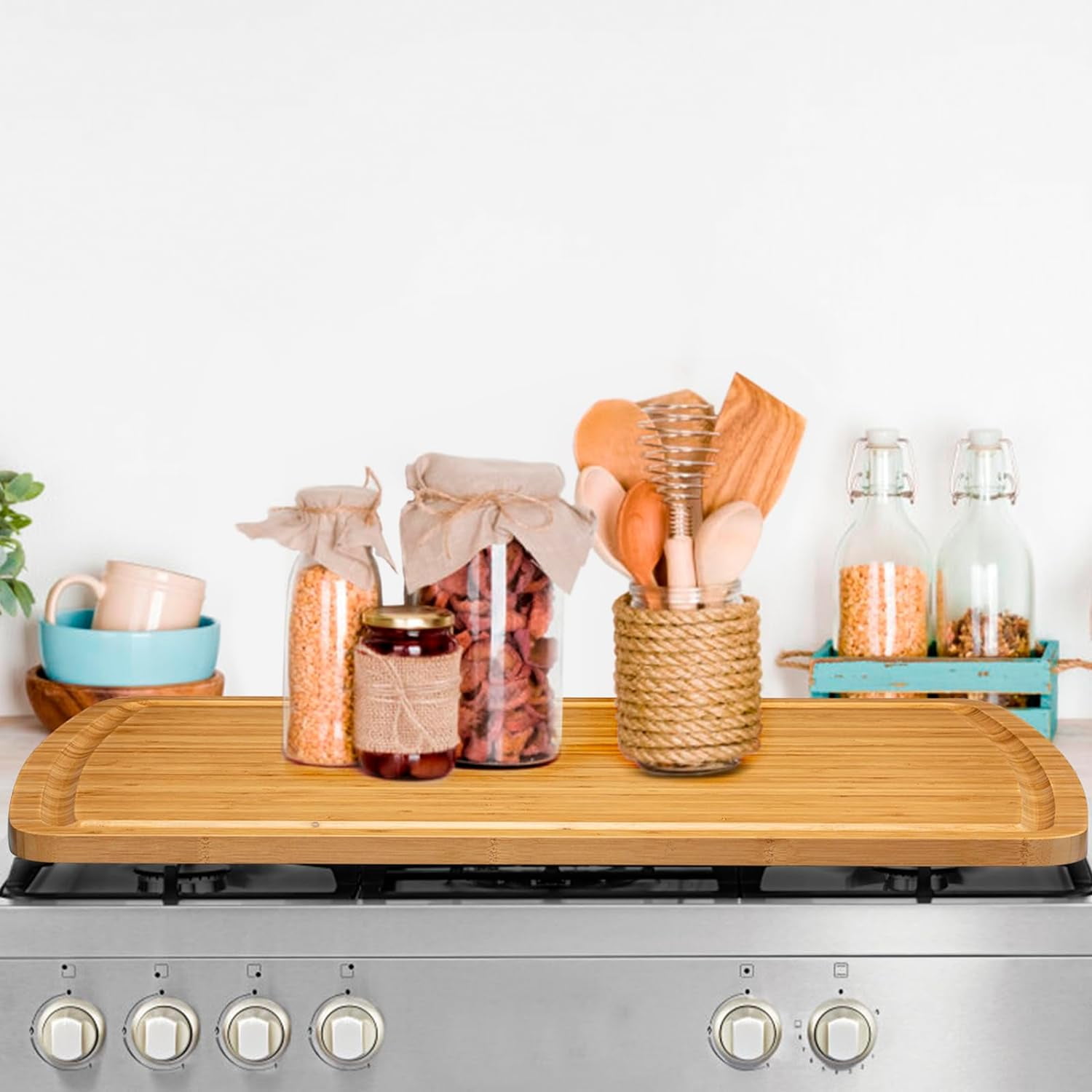 Extra Large Cutting Boards , 30 x 20 Extra Large Bamboo Cutting Board with Juice Groove, Stove Top Cover, Wood Cutting Boards