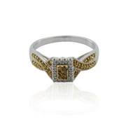 1/4 Carat T.W. Treated Yellow and White Diamond Sterling Silver Bridal Set