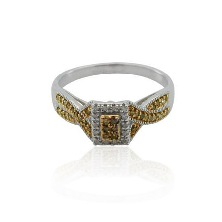 1/4 Carat T.W. Treated Yellow and White Diamond Sterling Silver Bridal Set