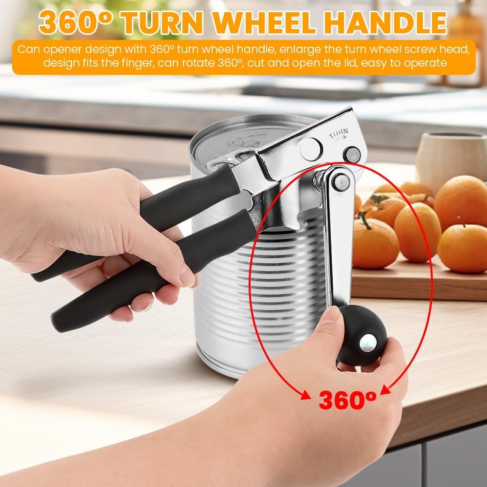 Commercial Can Opener, Handheld Opener Easy for Big Cans, Manual Heavy Duty Crank Jar Openers, Folding Hand Bottle Openers With Comfortable Long Handles Seniors(COLOR:Black)