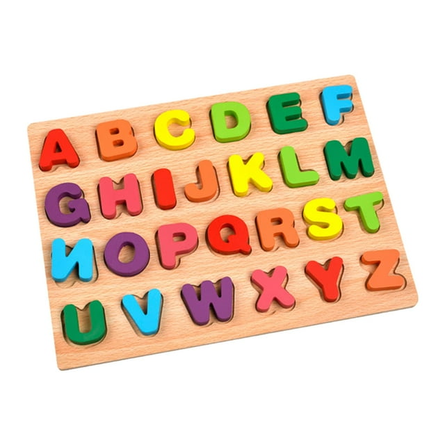Tablero de rompecabezas de madera para niños, bloques de juego a juego, regalos de vacaciones, rompecabezas gruesos, juguete educativo para Alfabeto Grande