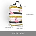 thumbnail image 3 of Lsque Gold Glittering Hearts and Flamingos Laundry Basket, Laundry Hamper, Dirty Clothes Hamper for Laundry, Collapsible, Waterproof Laundry Baskets with Aluminum Handles for Laundry, Dorm, Family, 3 of 6