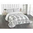 thumbnail image 3 of Ambesonne Mexican Quilted Bedspread Set 3 Pcs, Day of Dead, King Size, Black White, 3 of 5