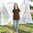 thumbnail image 5 of Lumtrix Girls Short Sleeve T Shirts Kids Crewneck Scallop Hem Soft Tunic Tops Dressy Casual Summer Tees 5-14 Years Coffee 120, 5 of 5