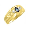 thumbnail image 4 of RYLOS Men's Rings 14K Yellow Gold Classic Nugget 6X4MM Oval Gemstone & Diamond Ring Alexandrite June Birthstone Rings Size 8, 4 of 7