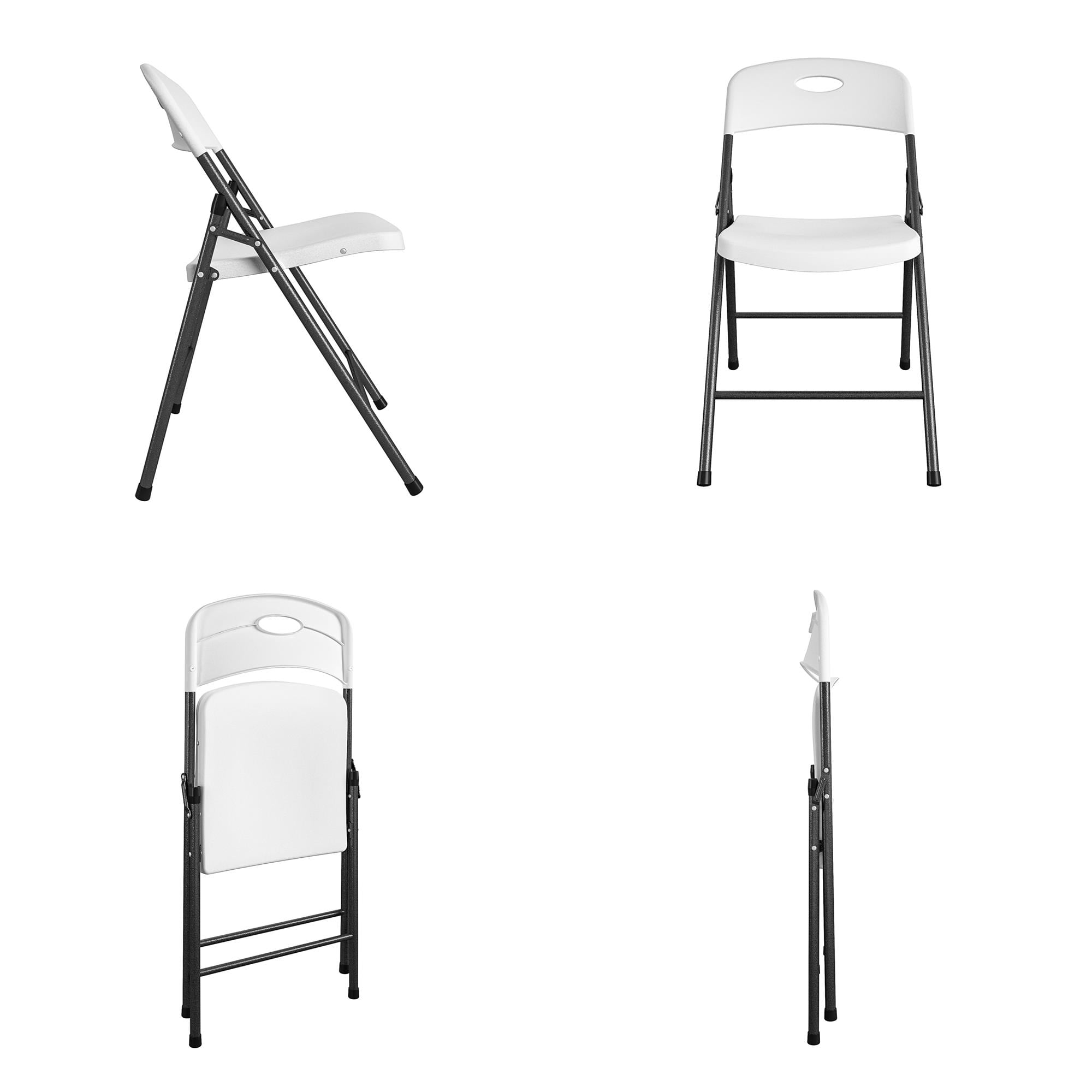COSCO Solid Resin Plastic Bulk Foldable Chairs Indoor Outdoor Double Braced 4 Pack Walmart