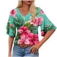 thumbnail image 2 of Wowcloth Women's Fashion T-shirt, Loose Casual V-Neck Short Sleeve with Double Flared Sleeves for Daily Use, 2 of 7