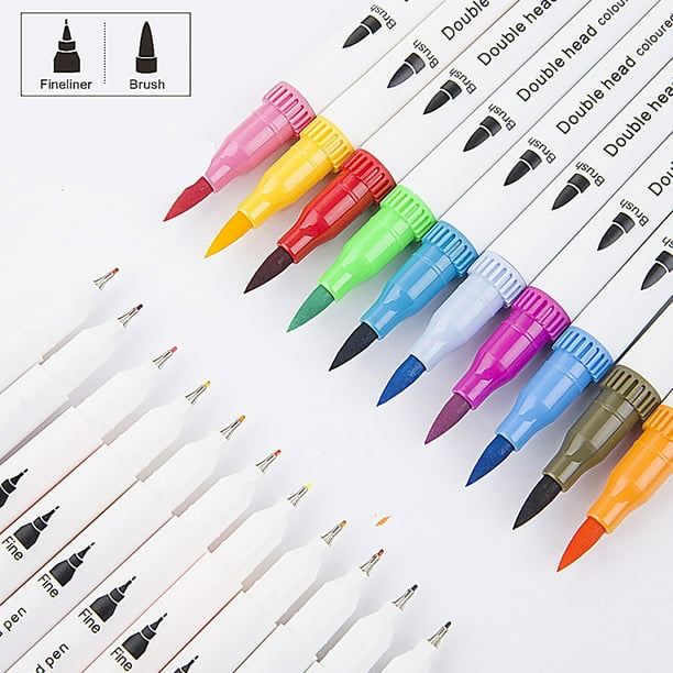 Mr. Pen- Dual Tip Brush Pens, 12 Colors, 0.4mm Fineliner Brush Pens 