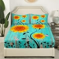 thumbnail image 4 of Erosebridal Sunflower Full Sheet Set Women,Distressed Blue Wooden Board Bed Sheets Set,Yellow Flowers Butterfly Bedding,Country Grunge Farmhouse Top Sheet + Fitted Sheet + 2 Pillow Cases, 4 of 5