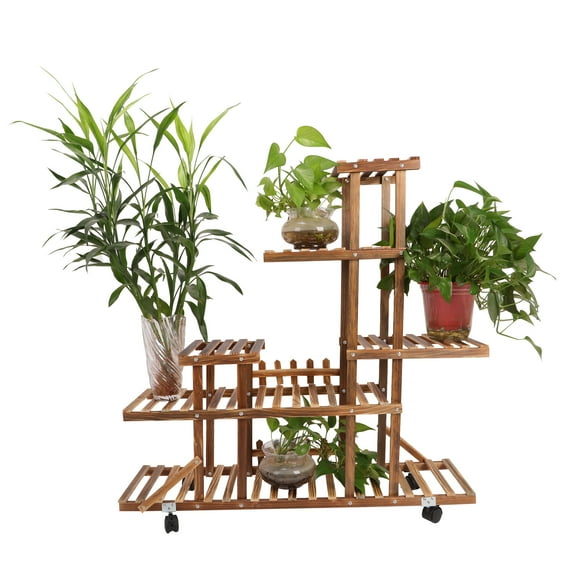 Plant Stand Indoor 5 Tiered Wood Plant Shelf 37" Plant Stand