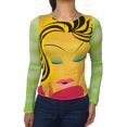 thumbnail image 1 of Mialoley Women Long Sleeve Pullover Unique Printing Round Neck Semi-transparent Tight Slim Tops, 1 of 5