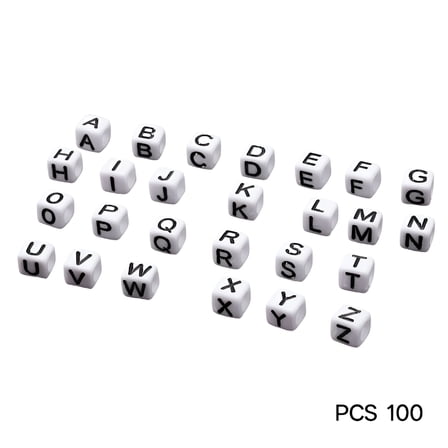 DESIGNICE 100Pcs Letter Alphabet Beads 4mm Square White Acrylic Beads Diy Jewelry Accessories Alphabet Beads