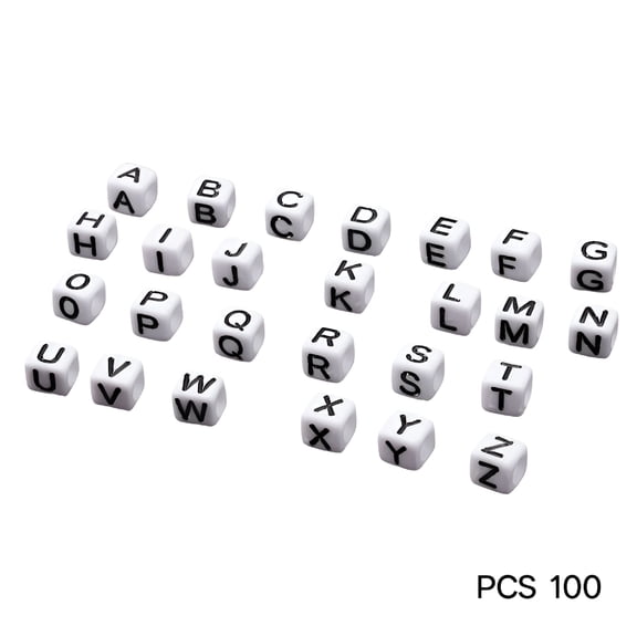 DESIGNICE 100Pcs Letter Alphabet Beads 4mm Square White Acrylic Beads Diy Jewelry Accessories Alphabet Beads