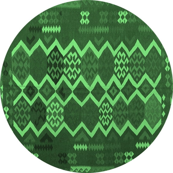 Ahgly Company Indoor Round Oriental Emerald Green Traditional Area Rugs, 6' Round