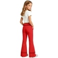 thumbnail image 2 of School Pants for Girls 7-8 Flare Dress Pants Side Thin Stripe Flare Pants, High Waist Stretch Retro Bell Bottom Casual Bootcut Trousers Back To School Clothes Red, 2 of 5