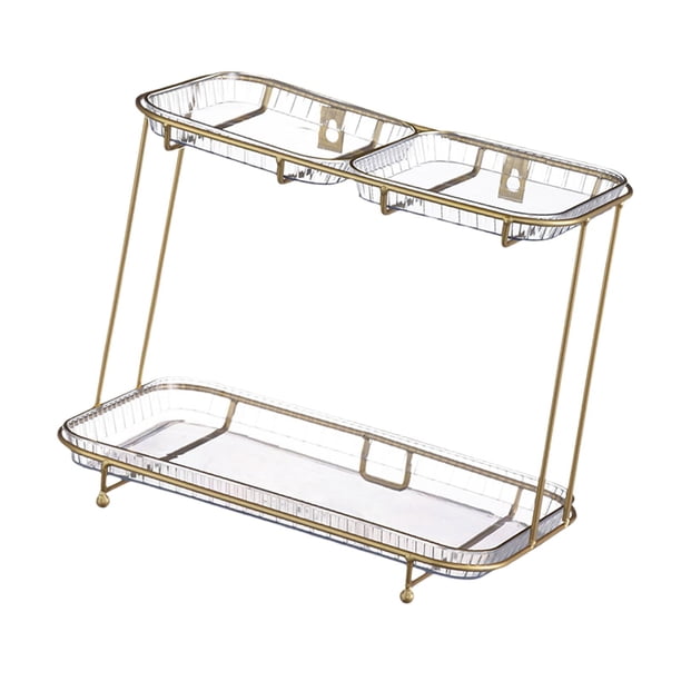 Estante de Almacenamiento de Cosméticos para Baño Moderno, Organizador de Tocador, Caja de Almacenamiento de Exhibición de 2 Capas, Contenedor Soledad Estante de almacenamiento de baño