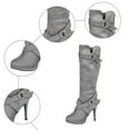 thumbnail image 4 of Rokment Stiletto High Heels Slouchy Knee High Boots for Women Ladies Fall Winter Fashion Casual Buckles Dress Pumps Wide Calf Tall Boots Grey Size 7, 4 of 6