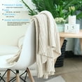 thumbnail image 2 of PiccoCasa Cotton Throw Blanket Cable Knit Decorative Blanket, Beige 70"x78", 2 of 7