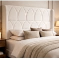 thumbnail image 2 of BrooveWave Full Size Velvet Upholstered Platform Bed with Wingback Headboard, White, 2 of 7