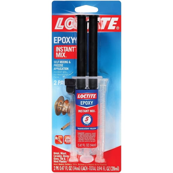 Loctite Epoxy Five Minute Instant Mix, Two 0.47-Fluid Ounce Syringes 1715208