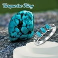 thumbnail image 6 of Real Turquoise Rings 925 Sterling Silver Genuine Turquoise 3 Stone Ring Vintage Southwestern Jewelry Gifts for Women, 6 of 7