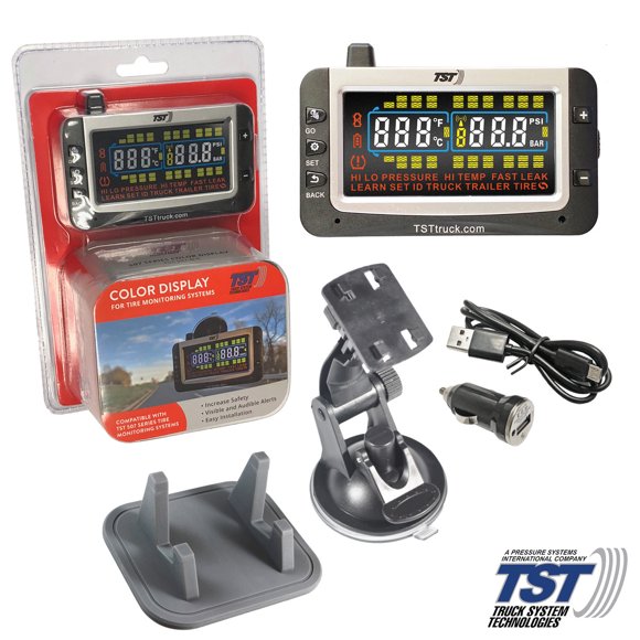 Truck System Technology Tire Pressure Monitoring System - TPMS Display TST-507-D-C 507 Series; With Power Adapter/Suction Cup Mount/Cradle Mount