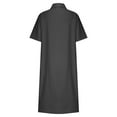 thumbnail image 6 of Jinhomg Womens Button Down Shirt Dresses Lightweight Comfy Cotton Linen Dress Casual Loose Solid Short Sleeve Vacation Dresses Winter Saving Dark Gray XXL, 6 of 7