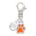 thumbnail image 2 of Delight Jewelry Silvertone Mini Translucent Orange Paw - Silvertone Clip on Charm with Clear Crystal Drop, 2 of 4