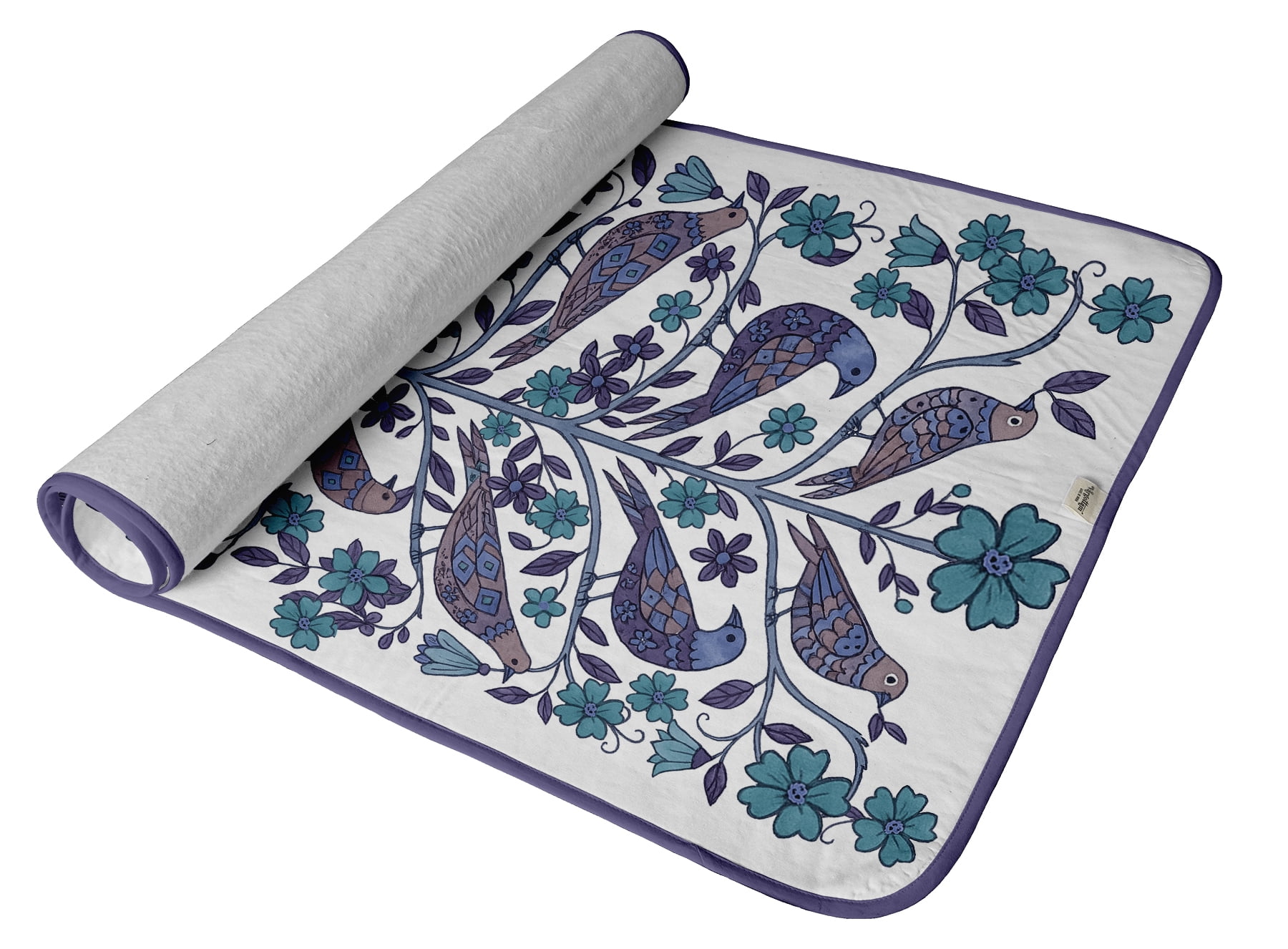 Vargottam Portable Ironing Mat - 28"x48" Foldable Cotton Ironing Pad with Silicone Rest & Magnetic Corners - Travel-Friendly, Space-Saving Iron Board Alternative for Small Homes, Dorms, RVs - Bird